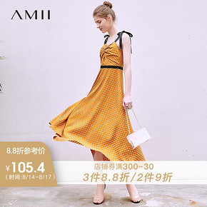 ￥119.8 Amii极简日系文艺少女连衣裙2019夏季波点收腰厌世丧系吊带小裙子