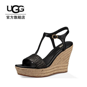 UGG女士凉鞋坡跟露趾绑带罗马凉鞋 1015077 350元