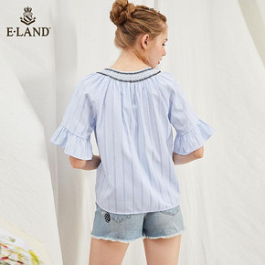 ELAND秋装可爱减龄韩版竖条纹娃娃衫衬衫上衣女EEBW83703N *2件 286.4元（合143.2