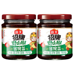 海天招牌野山椒208g*2瓶 酱腌辣椒调料泡菜拌饭 12.90元