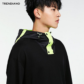 TRENDIANO男装夏装宽松拼接拼色棉质连帽短袖T恤3GC2022800 249元