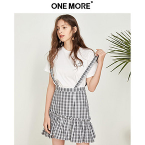 ONE MORE2019夏季新款格纹高腰半身裙韩版显瘦半裙女 79元
