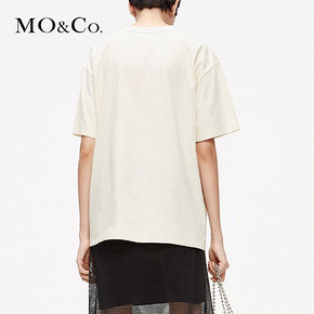 MOCO2019夏季新品纯棉圆领爱丽丝做旧印花T恤MAI2TEE001 摩安珂 449元