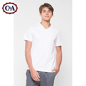 C＆A ECD218069 男士纯色V领短袖T恤 39元