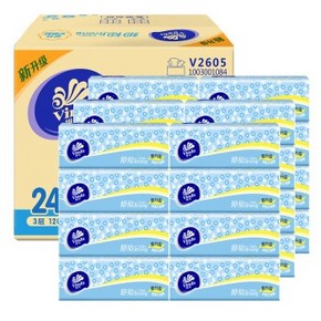 10点开始、88VIP：Vinda 维达 细韧系列 抽纸 3层120抽*24包（133mm*195mm） *3件 105.7