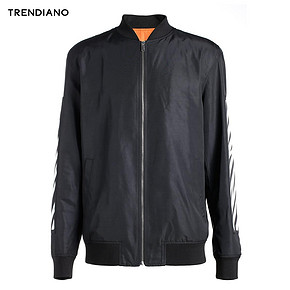 TRENDIANO男装春装字母贴布立领棒球服长袖夹克外套潮3JC104449P 139.3元