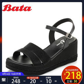 Bata 拔佳 1827BL8 简约休闲坡跟女凉鞋 248元