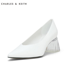 CHARLES＆KEITH春夏高跟鞋CK1-60361081简约纯色尖头粗跟鞋单鞋女 159元
