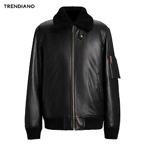 TRENDIANO 3GE4312340 男装冬装宽松休闲毛领真皮皮衣外套 *4件 13196元（合3299元/