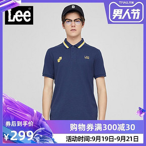 Lee商场同款都市骑士男2019年新款棉质潮流短袖翻领T恤 男神节299