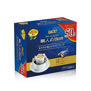 UCC悠诗诗职人挂耳咖啡粉7g*50包日本进口黑咖啡滴滤式挂耳咖啡 *2件 123.5元