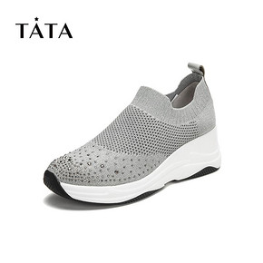 Tata他她2019新春款专柜深口袜子厚底鞋坡跟休闲女单鞋FHF02AM9 408元
