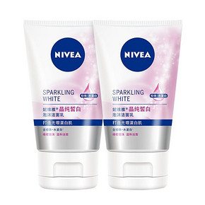 10点开始、88VIP：NIVEA 妮维雅 晶纯皙白洗面奶 100g*2支 *4件 62元（需用券，合1