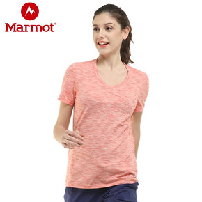 marmot/土拨鼠新款运动户外女士排汗透气V领速干短袖T恤S48420 269元