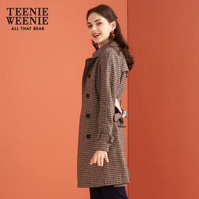 TeenieWeenie小熊女装收腰格子风衣中长款千鸟格外套 *3件 2292.45元（合764.15元/