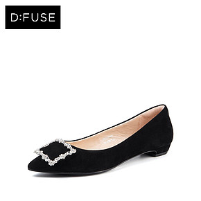 D：Fuse/迪芙斯春夏款女瓢鞋秋水钻尖头单鞋女平底DF81111037 248元
