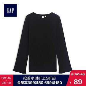 Gap女装纯棉圆领长袖毛衣470390 E 2019新款女士喇叭袖套头针织衫 89元