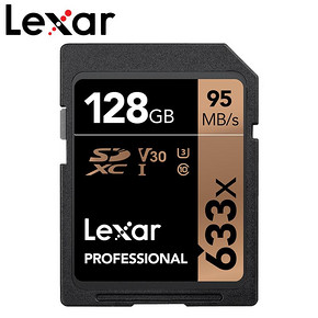 Lexar雷克沙SD卡128G 633X U3高速SDXC卡128G内存卡4K存储卡V30微单反相机内存卡64G