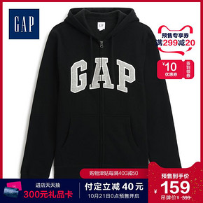 ￥159 预售Gap男装连帽拉链卫衣外套218871 logo上衣潮流情侣运动衫