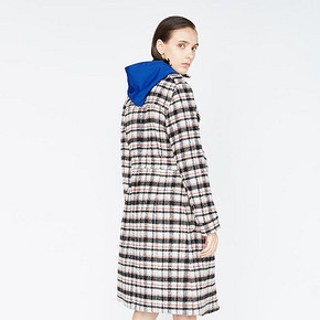 DAZZLE地素 秋冬气质优雅格纹收腰中长羊毛毛呢大衣女 2A4G309 1208元