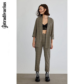 stradivarius 01900496420 女士格纹西服外套 140元