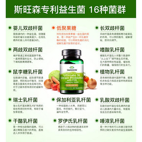 斯旺森 16种益生菌成人胶囊 60粒/瓶 2件116元双11预售到手价 正文领券