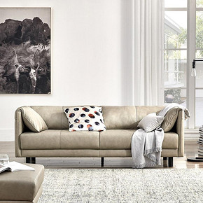 优梵艺术Tino北欧简约现代真皮沙发L型灰色头层牛皮3人位客厅休闲 4318元