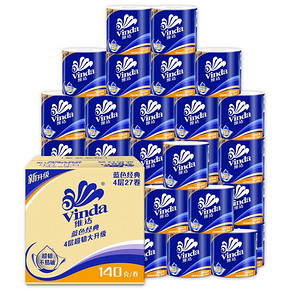 10点开始：Vinda 维达 蓝色经典卷纸 4层140g*27卷 *3件 102.8元包邮（前5分、合34.