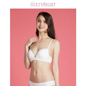 6IXTY8IGHT 68 官方纯色简约舒适无钢圈少女文胸罩内衣女BR07267 129元