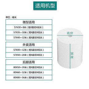热敏收银纸58mm57x30x35x40x50美团饿了么外卖小票纸超市餐厅厨房po收银打印纸