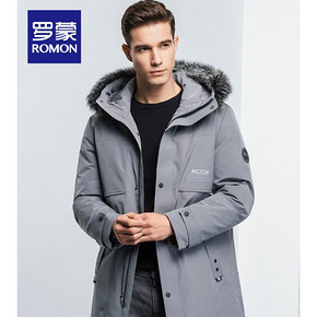双11预售：800蓬+90%白鸭绒+狐狸毛领：罗蒙 男士羽绒服 双重优惠后432元包邮