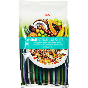 88VIP：ICA 50%坚果水果 燕麦片 750g *5件 87元（双重优惠） ￥87