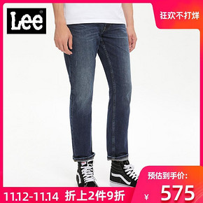Lee商场同款2019秋冬新款男深蓝洗水中腰直筒牛仔裤 仅需639
