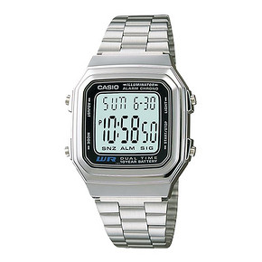 casio/卡西欧时尚小银表防水复古小方表电子男士手表 A178WA-1ADF 239元