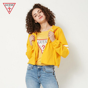 GUESS2019新款秋女士连帽倒三角LOGO短款夹克-Q90N04R02F5 377元