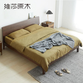 ￥1130包邮 维莎 s0430 日式实木双人床 1.8米床