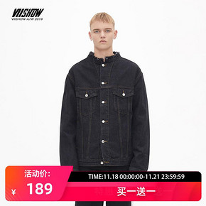 ￥94.5 VIISHOW春装牛仔夹克男情侣嘻哈男士外套港风上衣棒球服青年