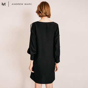 ANDREWMARC2019新款夏季女士纯色露肩袖连衣裙性感修身OL中长裙 *3件 388.8元（合