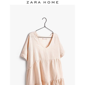 Zara Home 欧式粉色宽松亚麻连衣裙秋季中长款裙子女 49850538676 349元