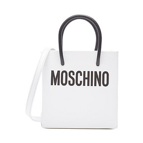MOSCHINO/莫斯奇诺 白色牛皮LOGO饰手提斜挎迷你女包托特包 2116元