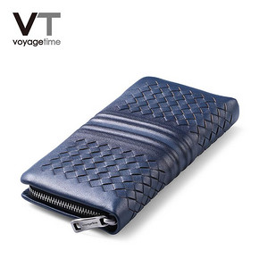 voyagetime男士时尚大容量钱包头层牛皮编织纹拉链钱夹长款手拿包 349元