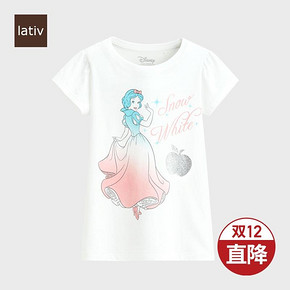 lativ 诚衣 迪士尼系列 白雪公主 儿童全棉短袖印花T恤 11元 ￥11