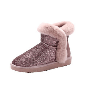ozwear19秋冬新款女士亮面兔毛保暖防滑雪地靴 494元