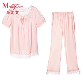 曼妮芬商场同款女士家居服薄款舒适短袖睡衣服两件套20310356 159元