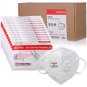 新88VIP：Honeywell 霍尼韦尔 H950V 防霾口罩 25只 65.55元包邮（需用券） ￥89