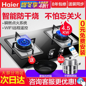 海尔防干烧燃气灶煤气灶双灶家用液化气天然气灶台式猛打火灶炉具 999元