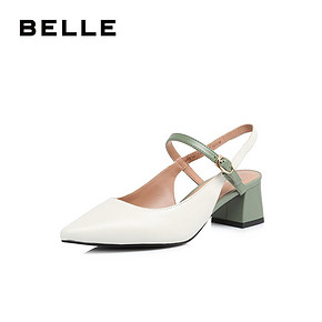 BELLE/百丽凉鞋商场同款羊皮牛皮粗跟女鞋BPT34BH8 259元