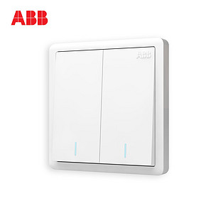 ABB开关插座远致白墙壁86型开关面板二开双控带荧光开关AO106 13.9元