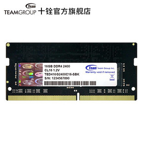 Team/十铨 DDR4 2400 16G 笔记本电脑内存条 四代内存条 兼容2133 359元