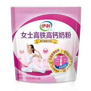 伊利 女士高铁高钙奶粉 400g 袋装 补钙补铁（新老包装随机发货） 34.5元